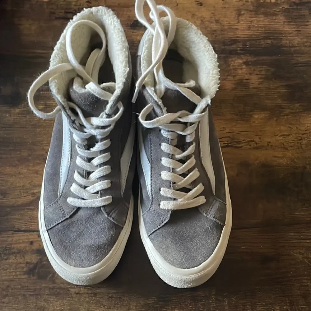 Madewell Sidewalk High-Top Sneakers in Suede and Sherpa W’s7 M’s 5.5